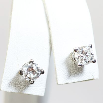 Picture of 14k White Gold Diamond Solitaire Earrings
