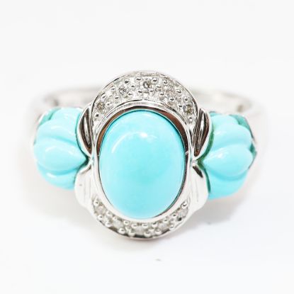 Picture of 14k White Gold Turquoise and Diamond Ring