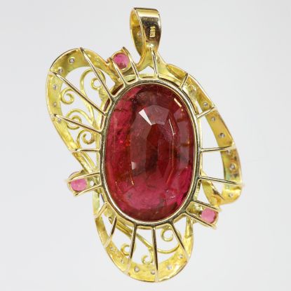 Picture of 14k Yellow Gold Tourmaline and Diamond Slide Pendant