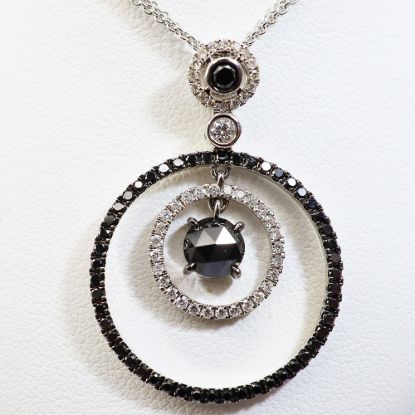 Picture of 18k White Gold Bezel Set Black Diamond Necklace