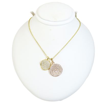 Picture of 18k Two-Tone Gold Pavé Set Diamond Pendants and Chain