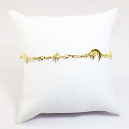 Picture of 14k Yellow Gold Crescent Moon & Stars Bracelet