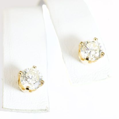 Picture of 14k Yellow Gold Diamond Solitaire Earrings