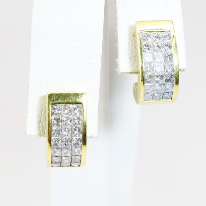 Picture of 18k Yellow Gold Half-Hoop Diamond Earrings