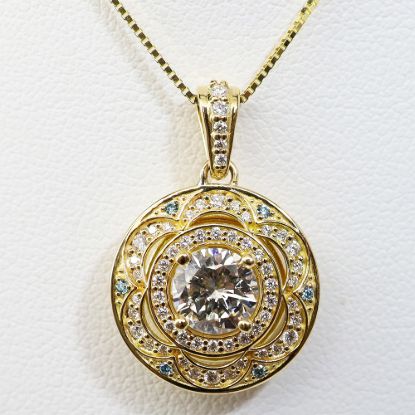 Picture of 18k Yellow Gold Aquamarine & Diamond Pendant