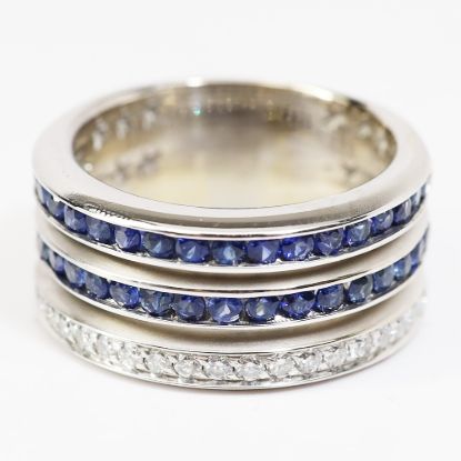 Picture of 18k White Gold Diamond and Sapphire Band