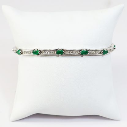 Picture of 14k White Gold Emerald and Diamond Bracelet