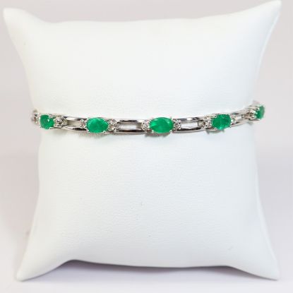 Picture of 14k White Gold Emerald and Diamond Bracelet