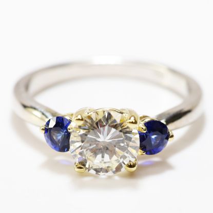 Picture of 14k Two-Tone Gold Diamond & Sapphire Ring