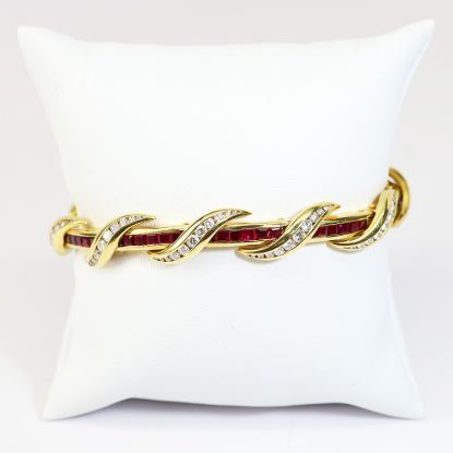 Picture of Charles Krypell 18k Yellow Gold Diamond & Ruby Bracelet
