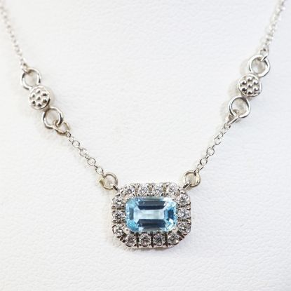 Picture of 14k White Gold Topaz & Diamond Necklace