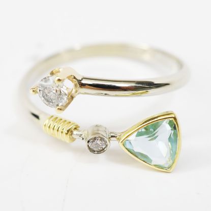 Picture of 14k Two-Tone Gold Aquamarine & Diamond Ring