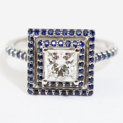 Picture of 18k White Gold Diamond & Sapphire Ring