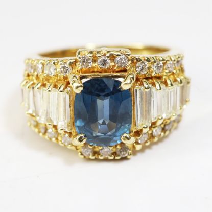 Picture of 14k Yellow Gold Sapphire & Diamond Ring