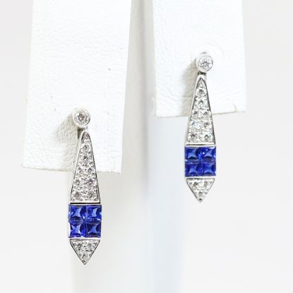 Picture of 18k White Gold Sapphire & Diamond Earrings