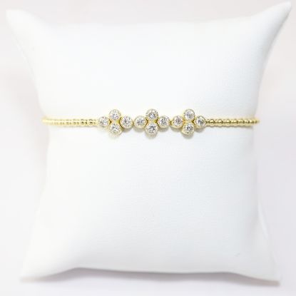 Picture of 14k Yellow Gold Beaded Diamond Clusters Bangle
