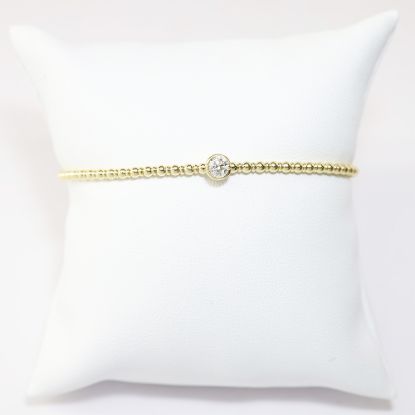 Picture of 14k Yellow Gold Beaded Diamond Bangle 