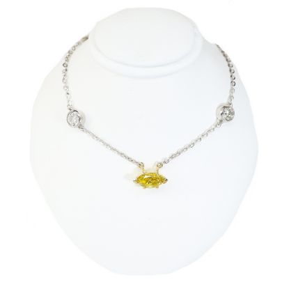 Picture of 18k Two-Tone Gold Bezel Set White & Yellow Diamond Necklace