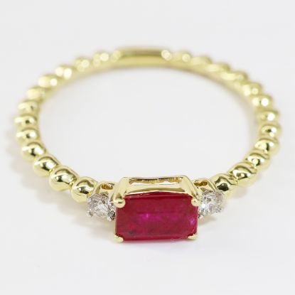 Picture of 14k Yellow Gold Ruby & Diamond Women's Ring