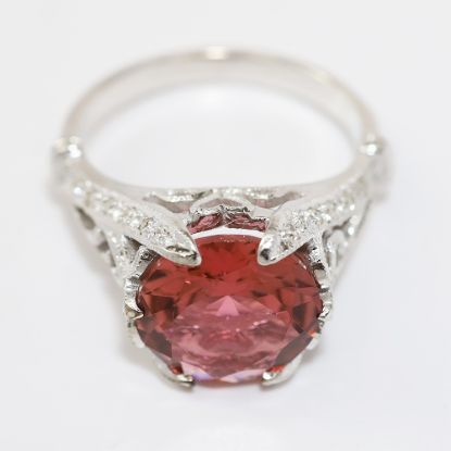 Picture of 14k White Gold Tourmaline & Diamond Ring