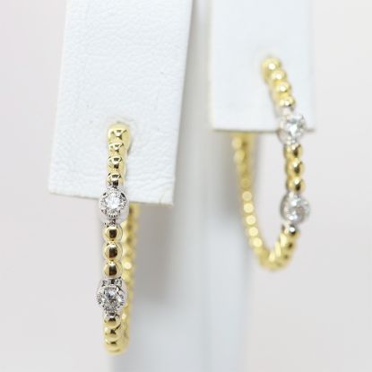 Picture of 14k Two-Tone Gold Diamond Hoop Earrings