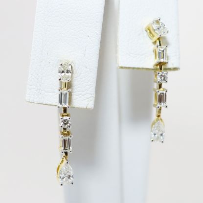 Picture of 14k Yellow Gold Diamond Dangling Earrings