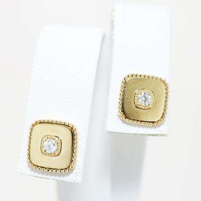 Picture of 14k Yellow Gold Square Diamond Earrings