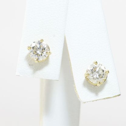 Picture of 14k Yellow Gold Diamond Solitaire Earrings
