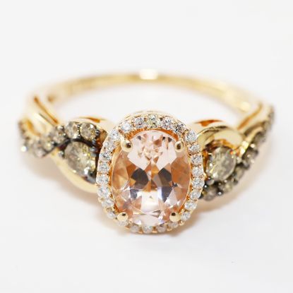 Picture of LeVian 14k Rose Gold Oval Morganite & Diamond Halo Ring