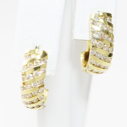 Picture of 14k Yellow Gold Diamond Half-Hoop Earrings