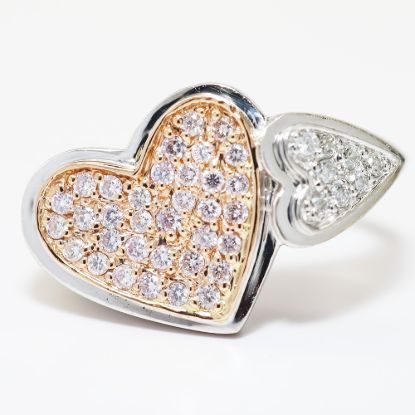Picture of 14k Two Tone Gold Pavé Set Diamond Hearts Ring