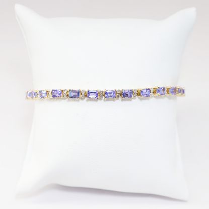 Picture of 14k Yellow Gold Tanzanite & Diamond Tennis Bracelet