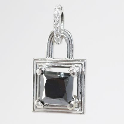 Picture of 14k White Gold Square Black & White Diamond Pendant