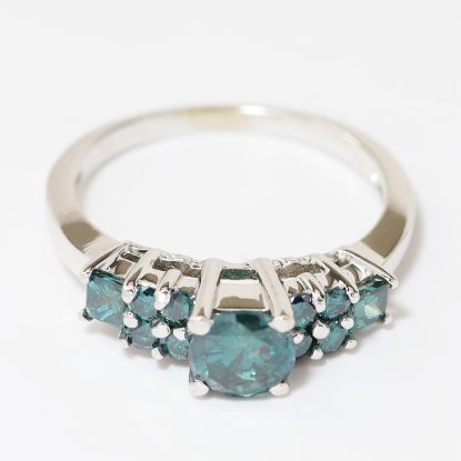Picture of 14k White Gold Blue Diamond Ring
