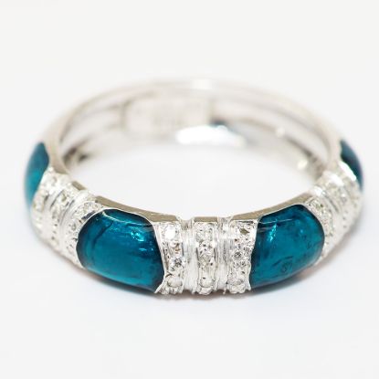 Picture of 18k White Gold Diamond & Enamel Stacking Ring