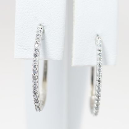 Picture of 10k White Gold Diamond Hoop Earrings