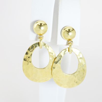 Picture of 18k Yellow Gold Hammered Flat Oval Earrings