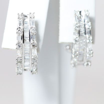 Picture of 14k White Gold Diamond Half-Hoop Earrings