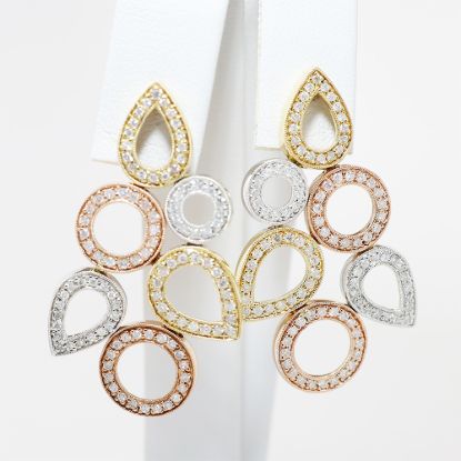 Picture of 14k Tri-Colored Gold Diamond Earrings
