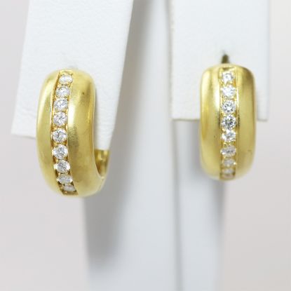Picture of 18k Yellow Gold Small Diamond Hoop Earrings