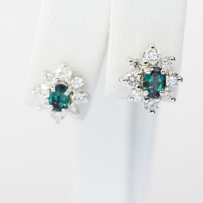 Picture of 18k White Gold Diamond and Alexandrite Earrings