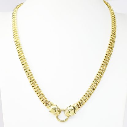 Picture of 18k Yellow Gold & Diamond Chain Link Panther Motif Necklace