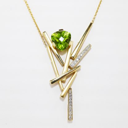 Picture of LeVian 14k Yellow Gold Peridot & Diamond Necklace