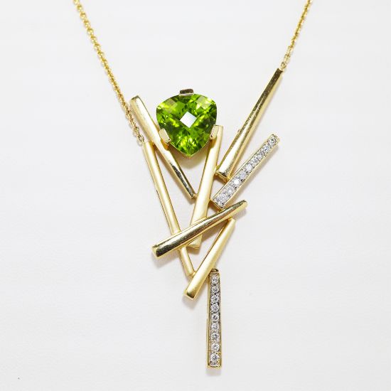Picture of LeVian 14k Yellow Gold Peridot & Diamond Necklace