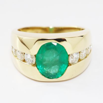 Picture of 14k Yellow Gold Emerald & Diamond Ring