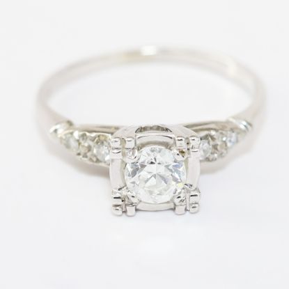Picture of 14k White Gold Old European Round Diamond Ring