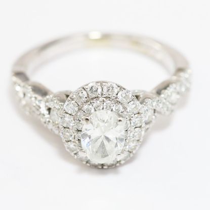Picture of 14k White Gold Brilliant Oval Diamond Halo Ring