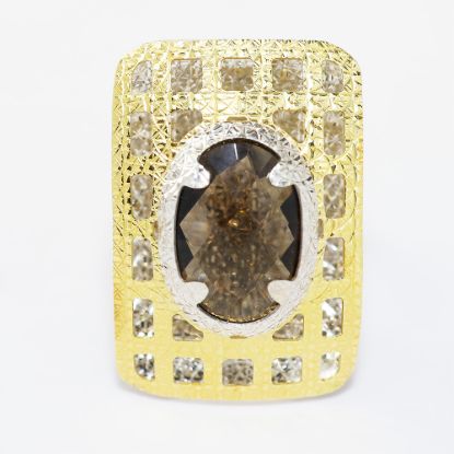 Picture of 14k Two Tone Gold Oval Fantasy Smoky Quartz Ring