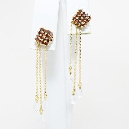 Picture of 14k Yellow Gold Diamond & Sapphire Dangling Earrings