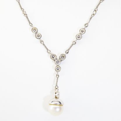 Picture of 18k White Gold Cultured Pearl & Diamond Necklace